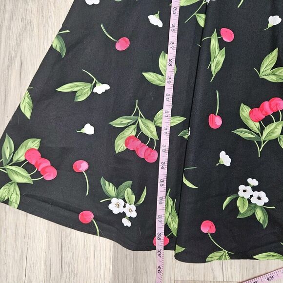 Owin Womens Black Cherry Print Dress Fit And Flare Small - Picture 3 of 7